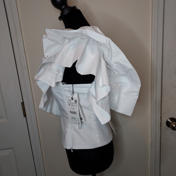 ZARA poplin top with ruffles - Picture 9 of 11